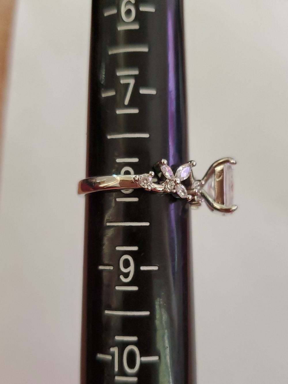 Stilvertone Floral Accent Ring with Clear Stones - Size 8 Engagement Style